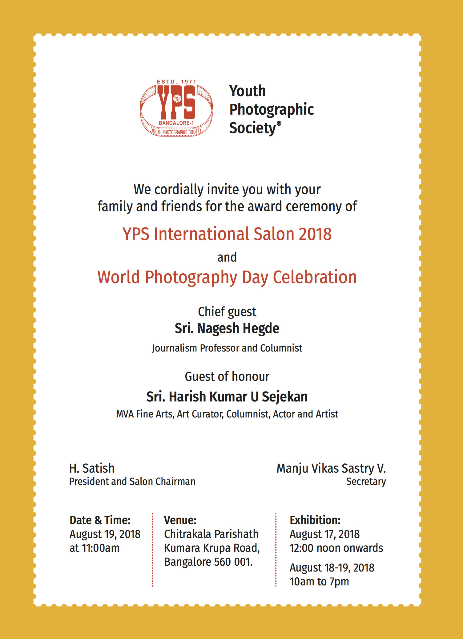 YPS International Salon 2018 Invitation