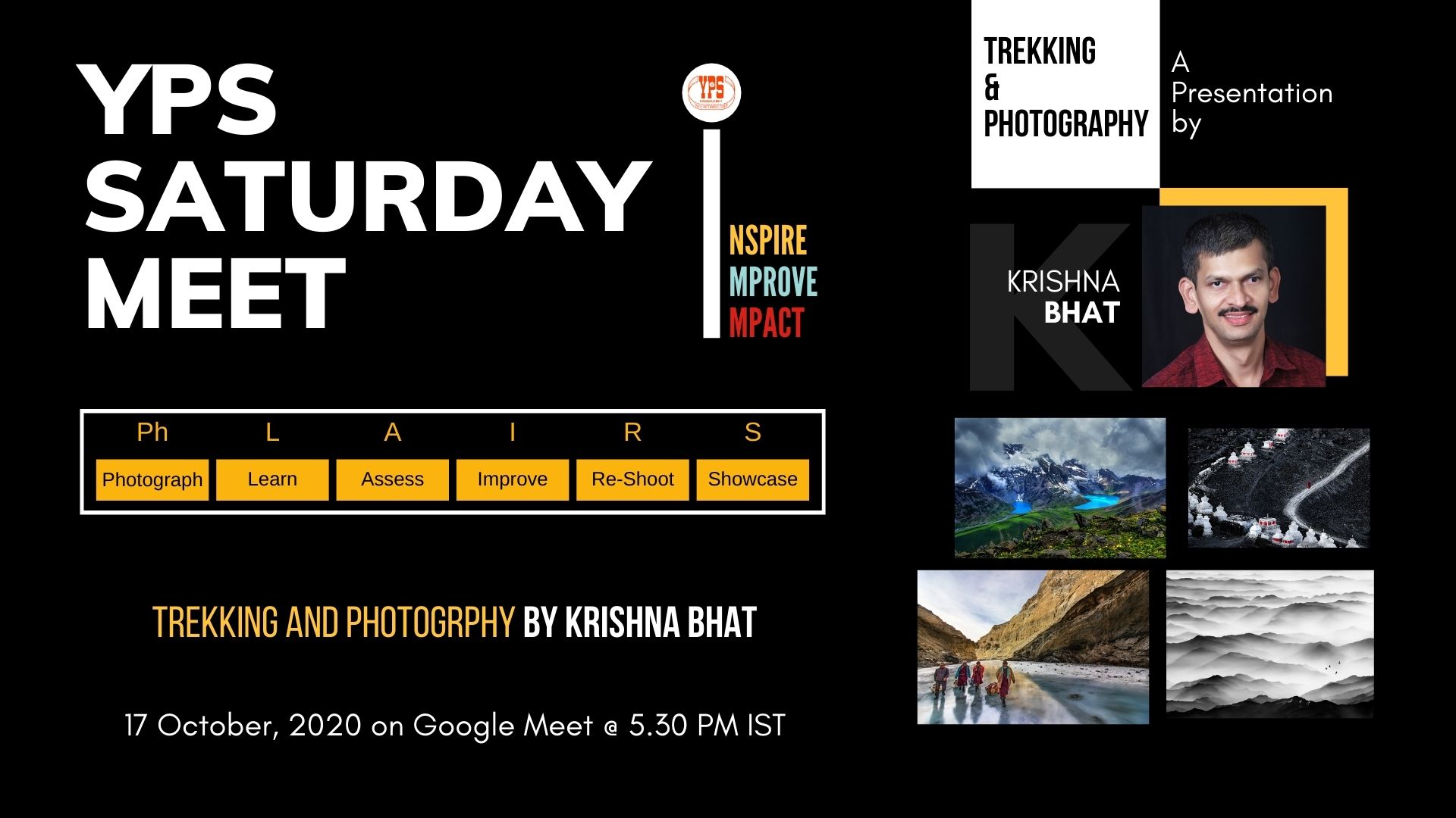 YPS Saturday Meet - Trekking and Photography - 17 Oct 5.30 PM IST
