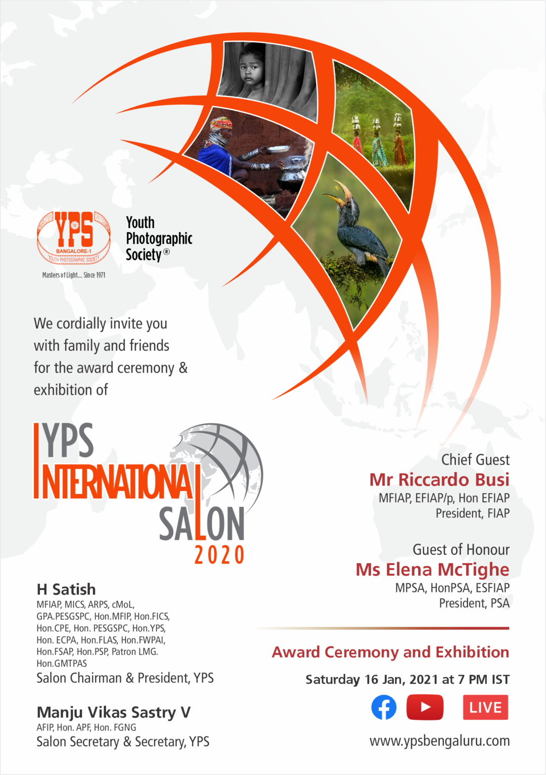 Invitation YPS International Salon 2020 Award Function and Exhibition on 16th Jan at 07:00 PM IST